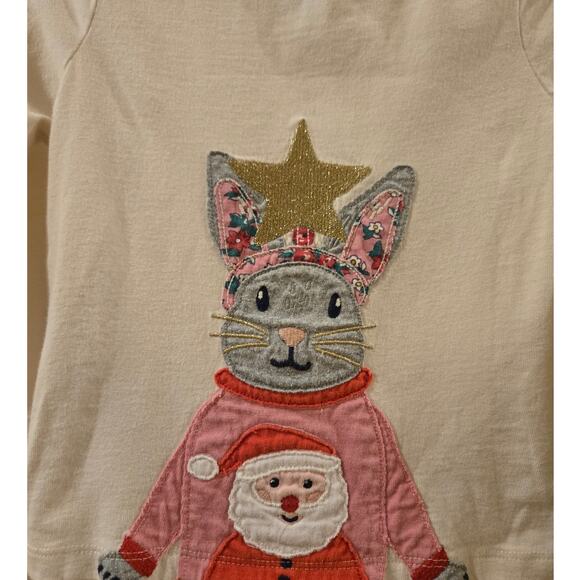 Mini Boden Bunny Christmas Size 2 - 3 Years Cream Long Sleeve Cotton - Picture 2 of 7